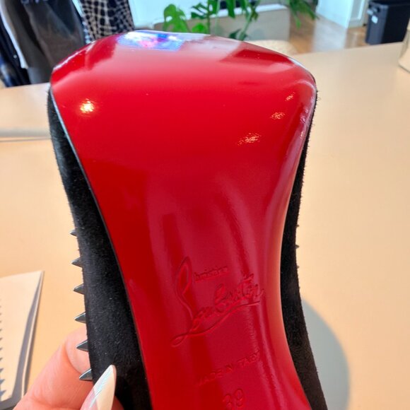 New Christian Louboutin Suede/Patent Leather Duvette Spikes Pumps Size 9 (39) - Picture 7 of 11